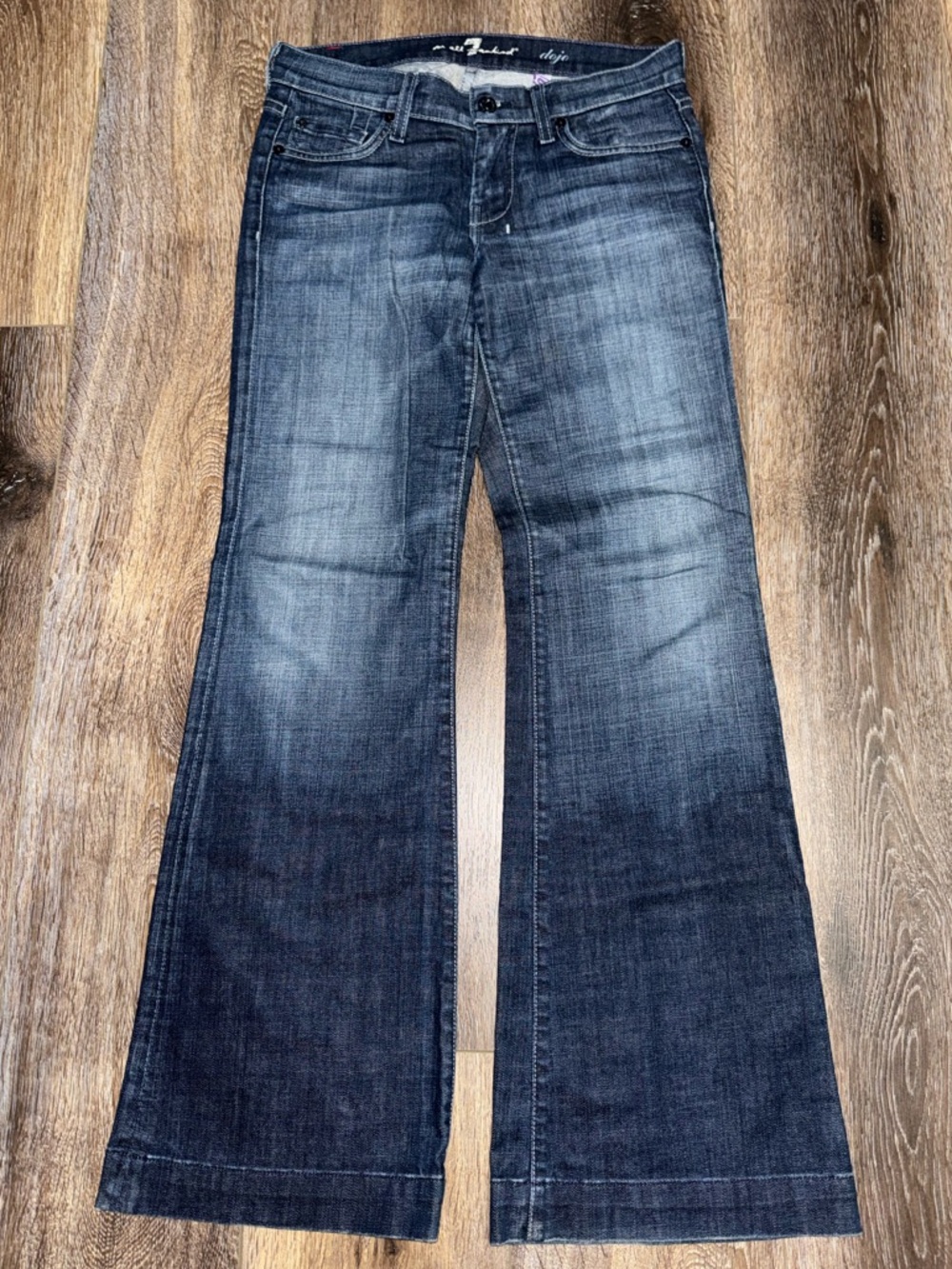 7 For All Mankind Women's Dark Blue Wide Leg Jeans